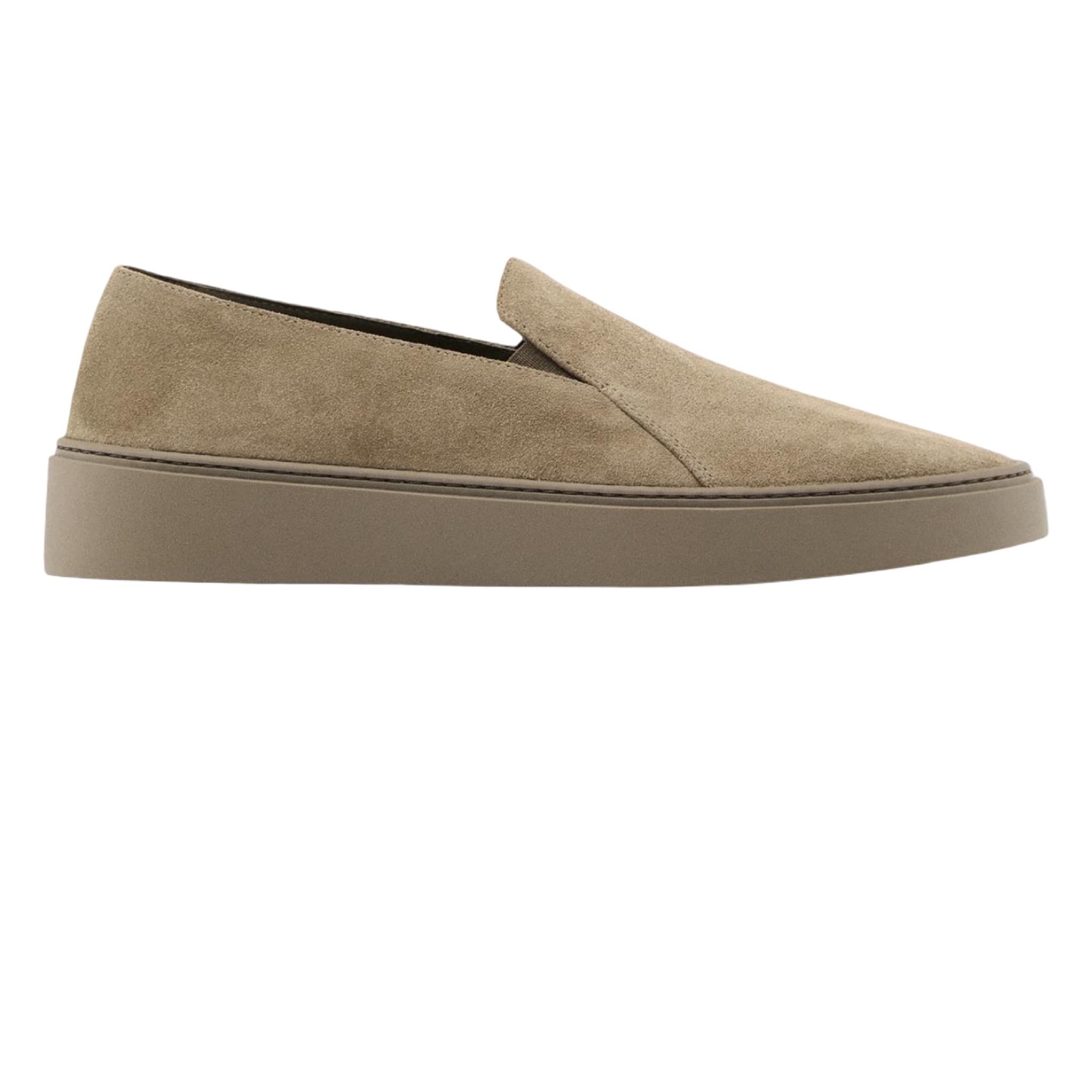 Split leather loafers with elastic detail