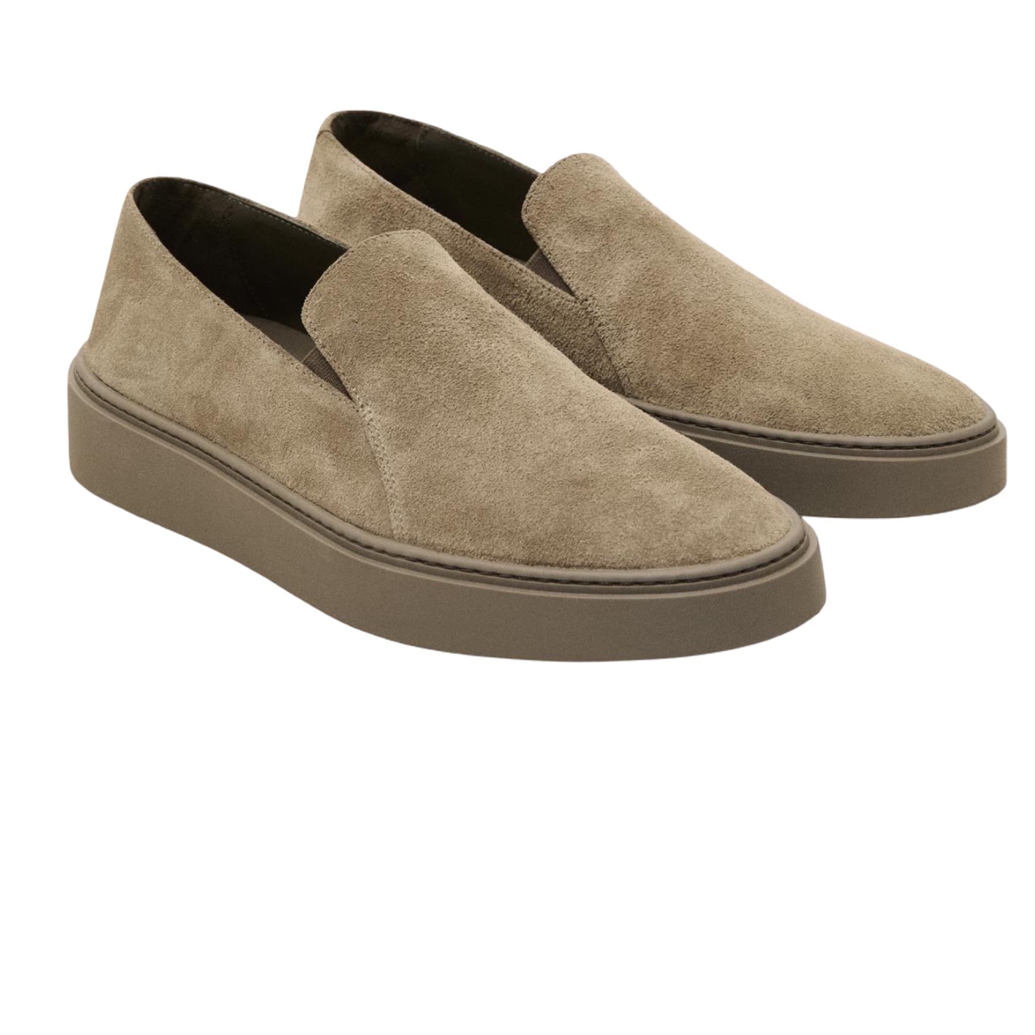 Split leather loafers with elastic detail