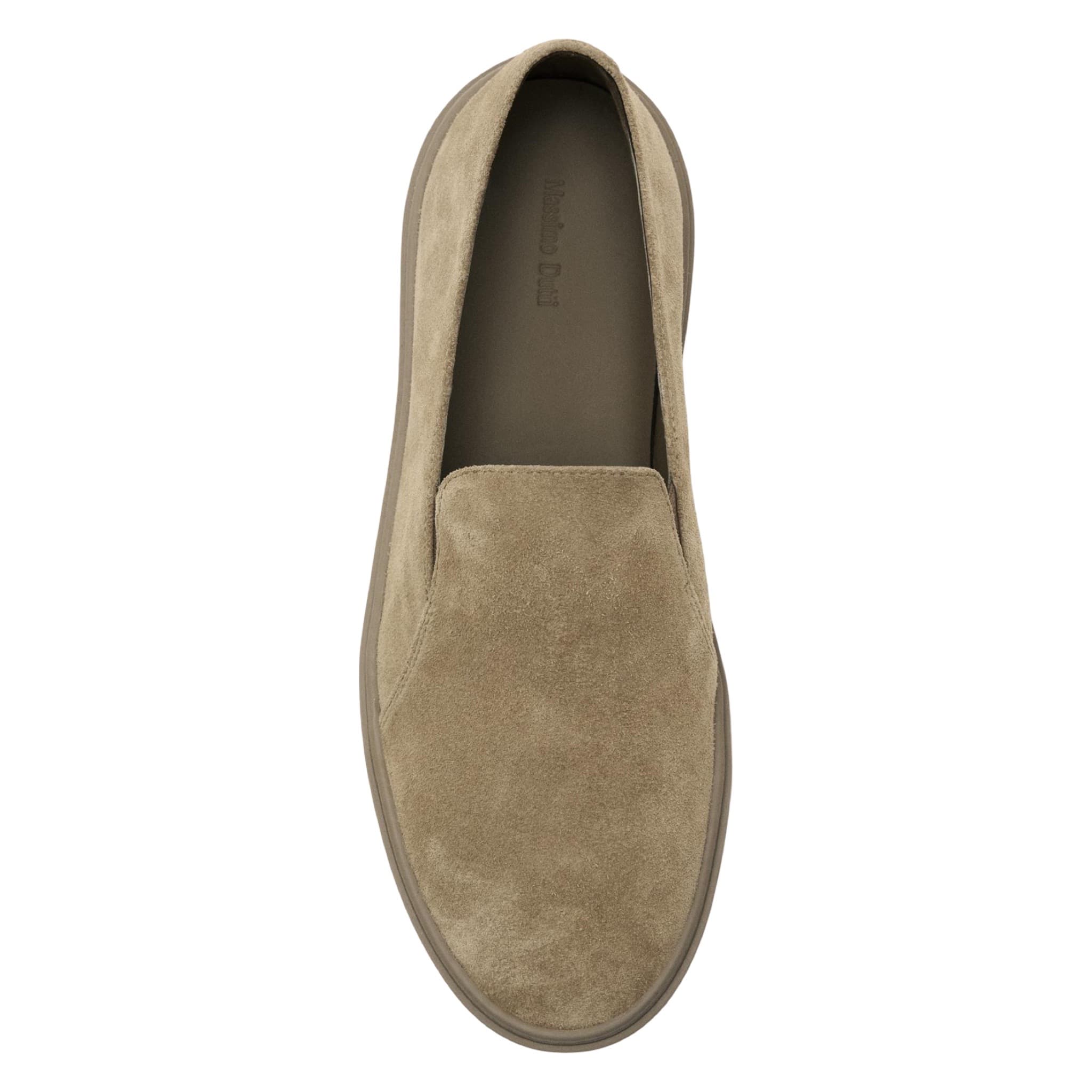 Split leather loafers with elastic detail