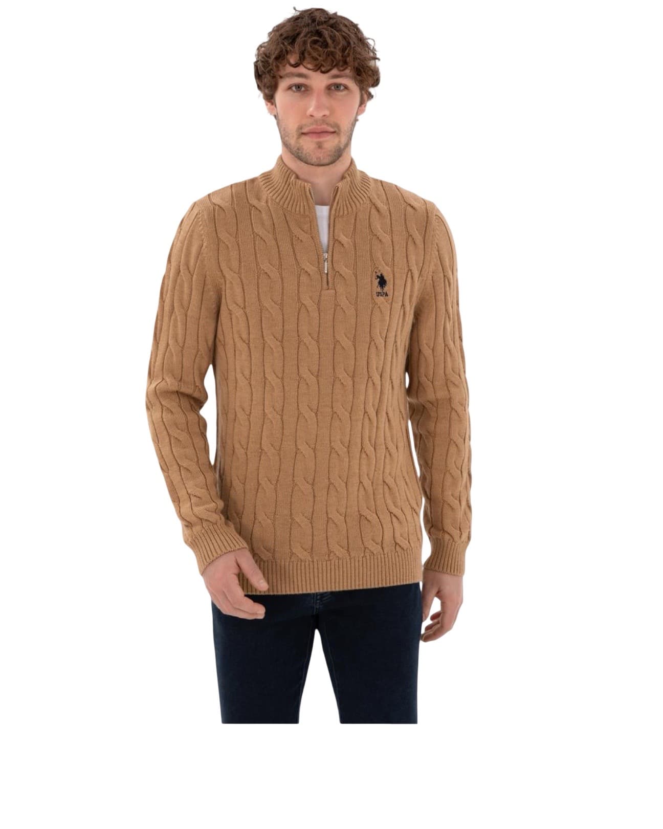 Men’s Half-Zip Cable Knit Sweater