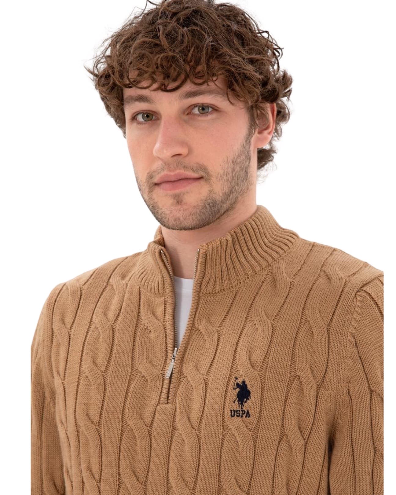 Men’s Half-Zip Cable Knit Sweater