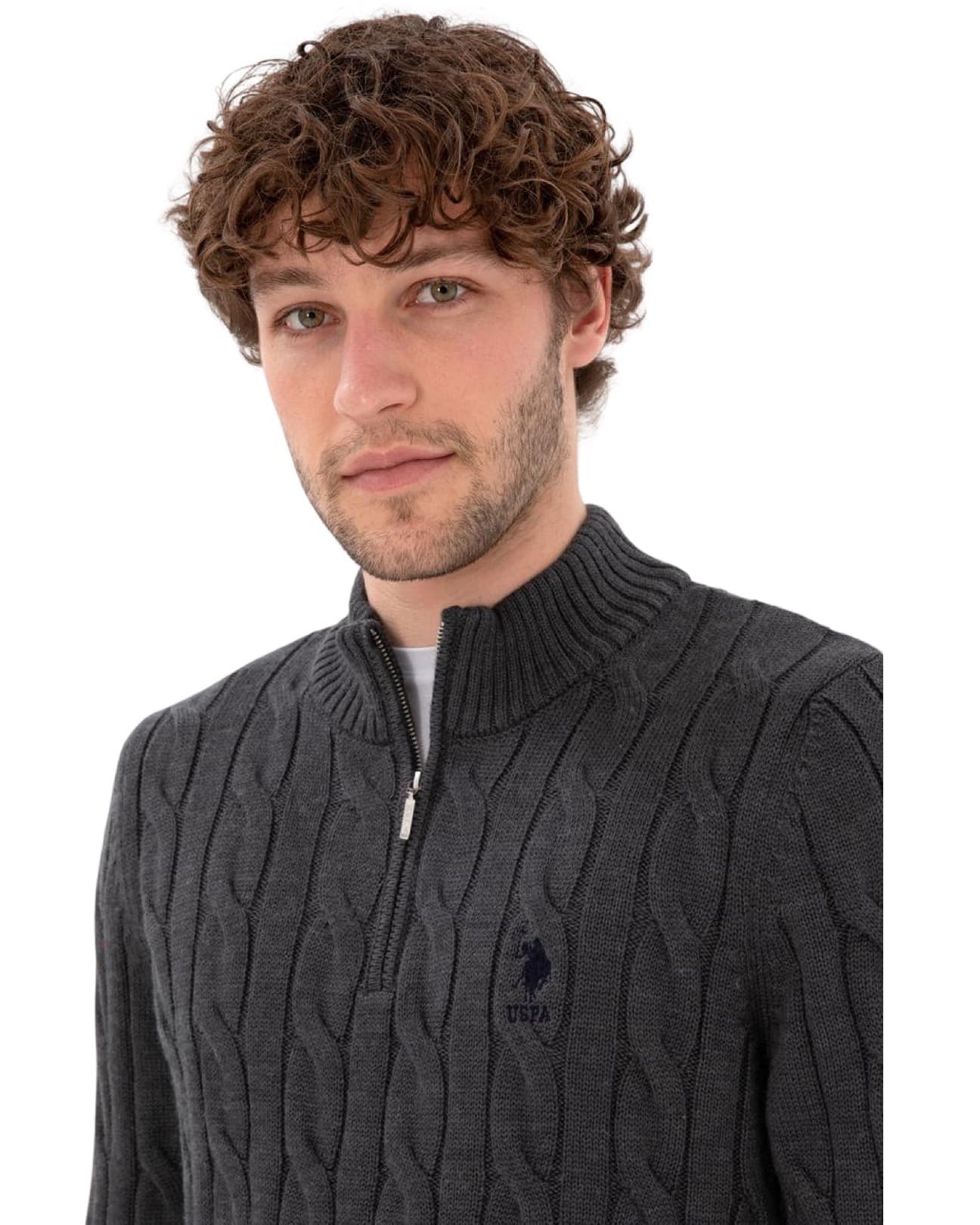 Men’s Half-Zip Cable Knit Sweater