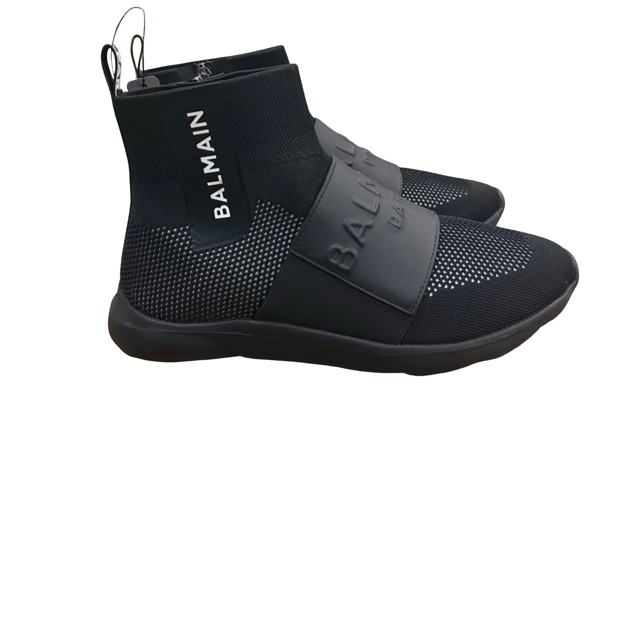 Balmain Black Logo Strap Sneakers