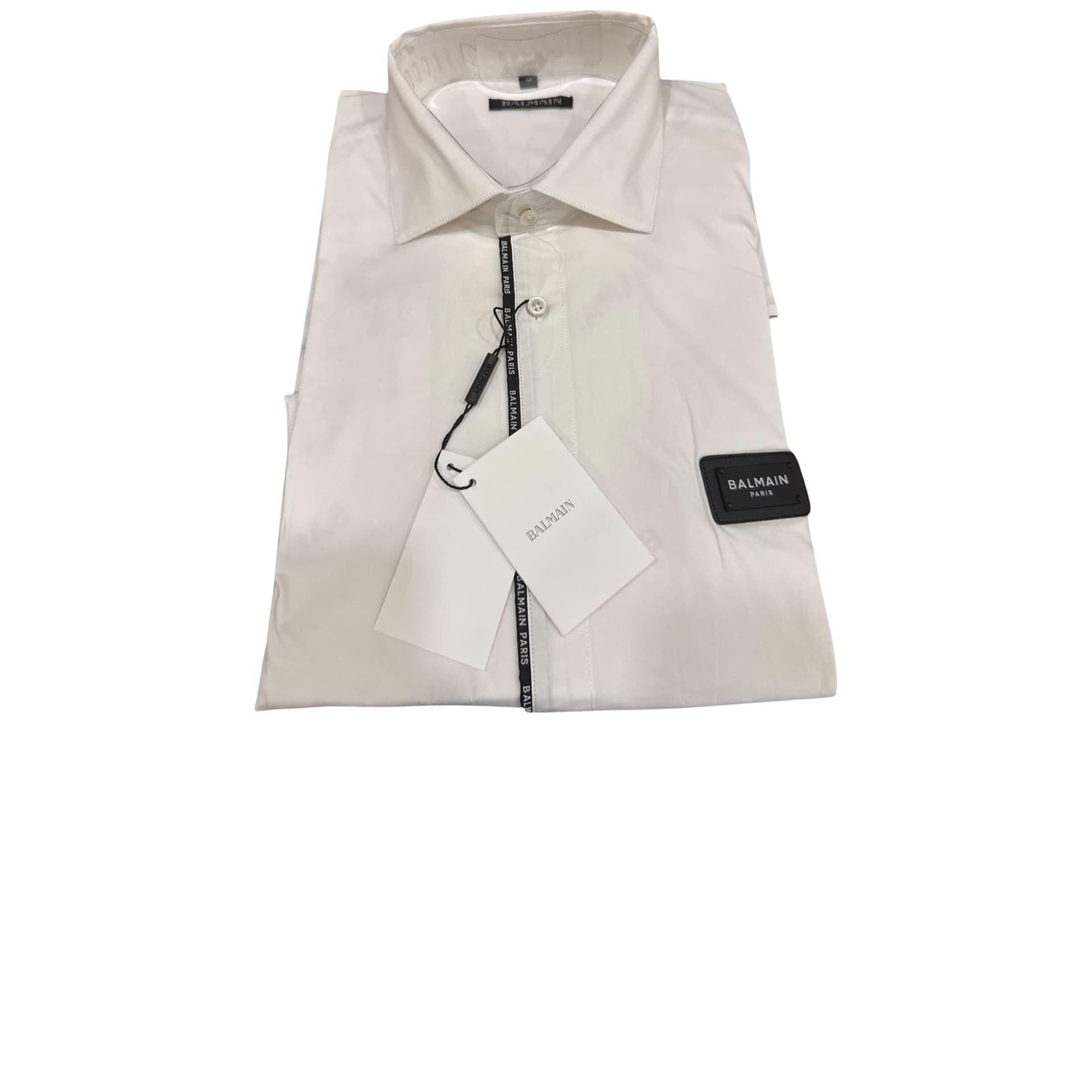 Balmain White Shirt with Back Square Logo