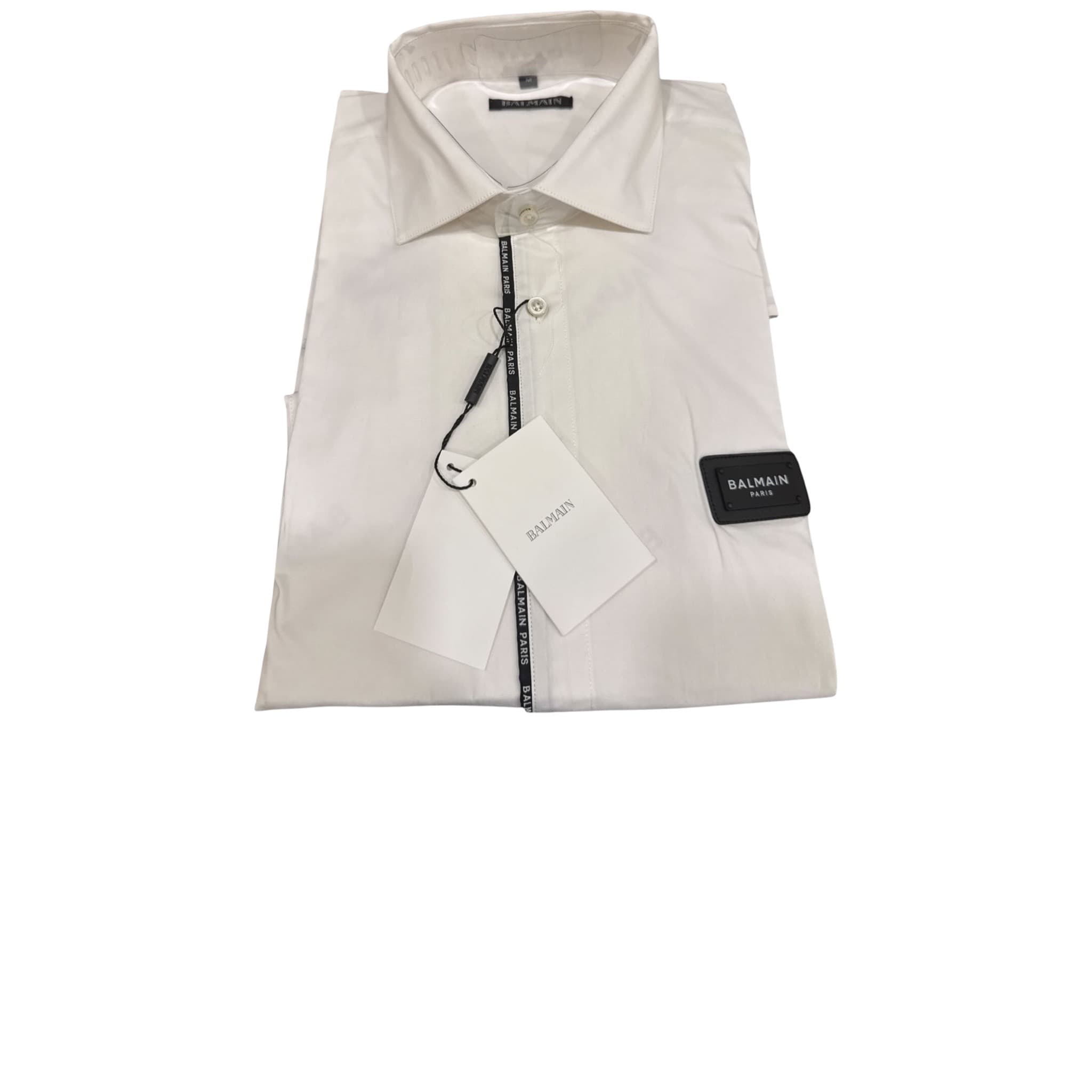 Balmain White Shirt with Back Square Logo
