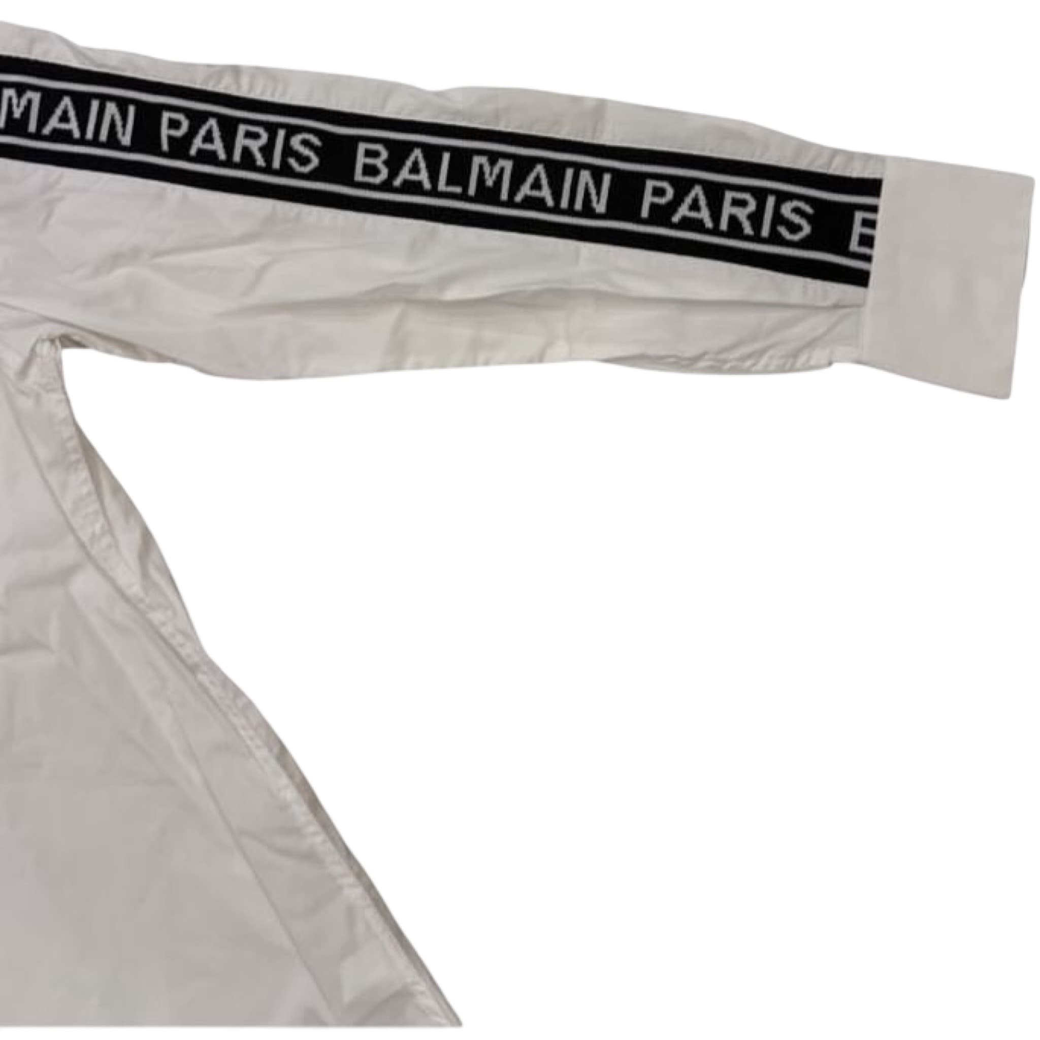 Balmain White Shirt with Logo Sleeve Detailing