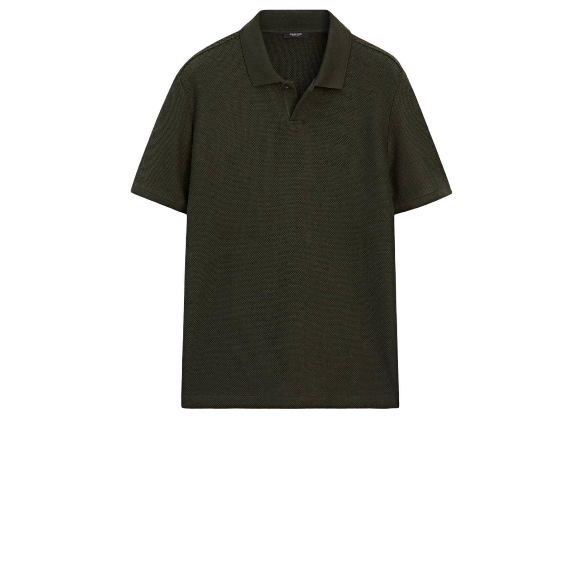 Textured V-Neck Cotton Polo T-Shirt