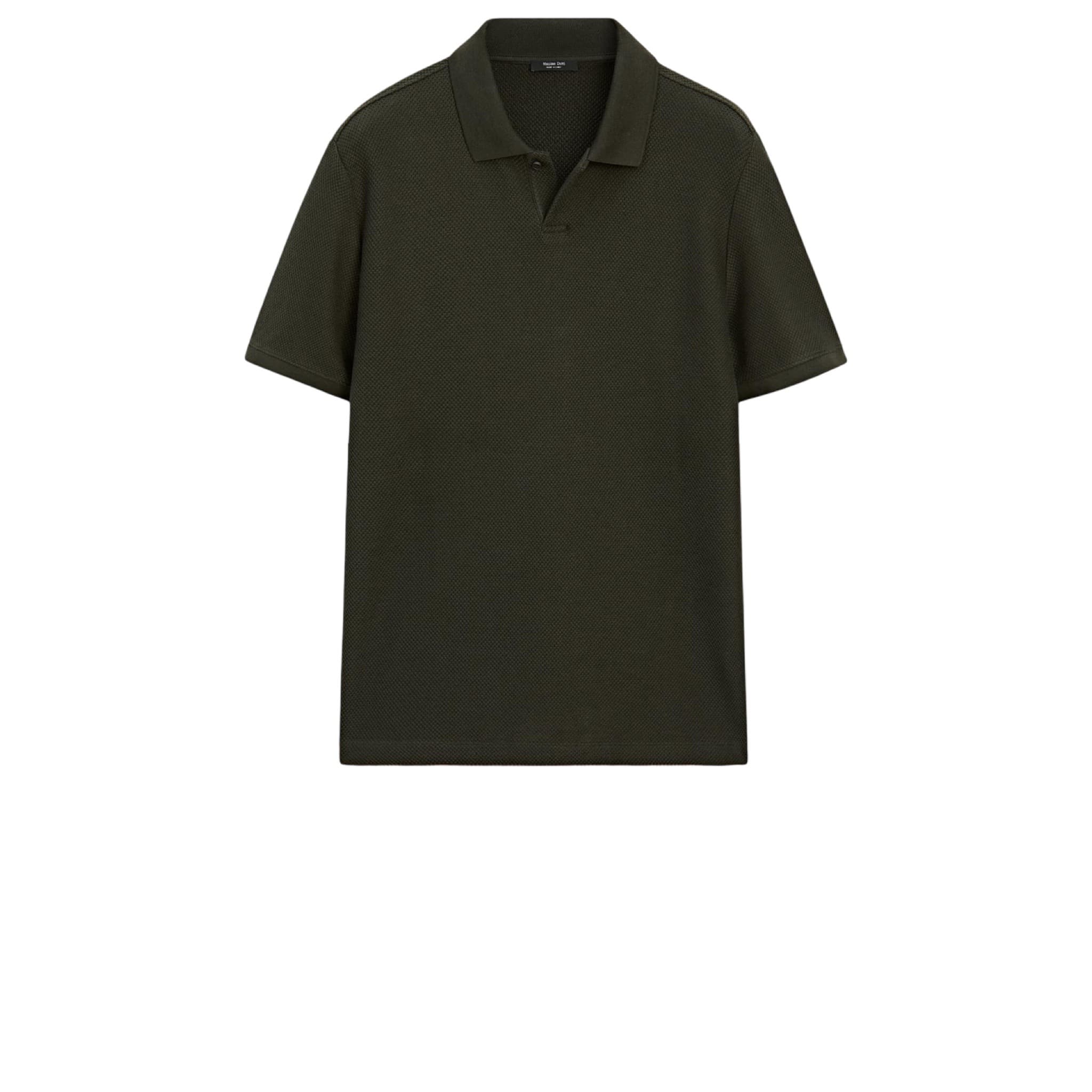 Textured V-Neck Cotton Polo T-Shirt