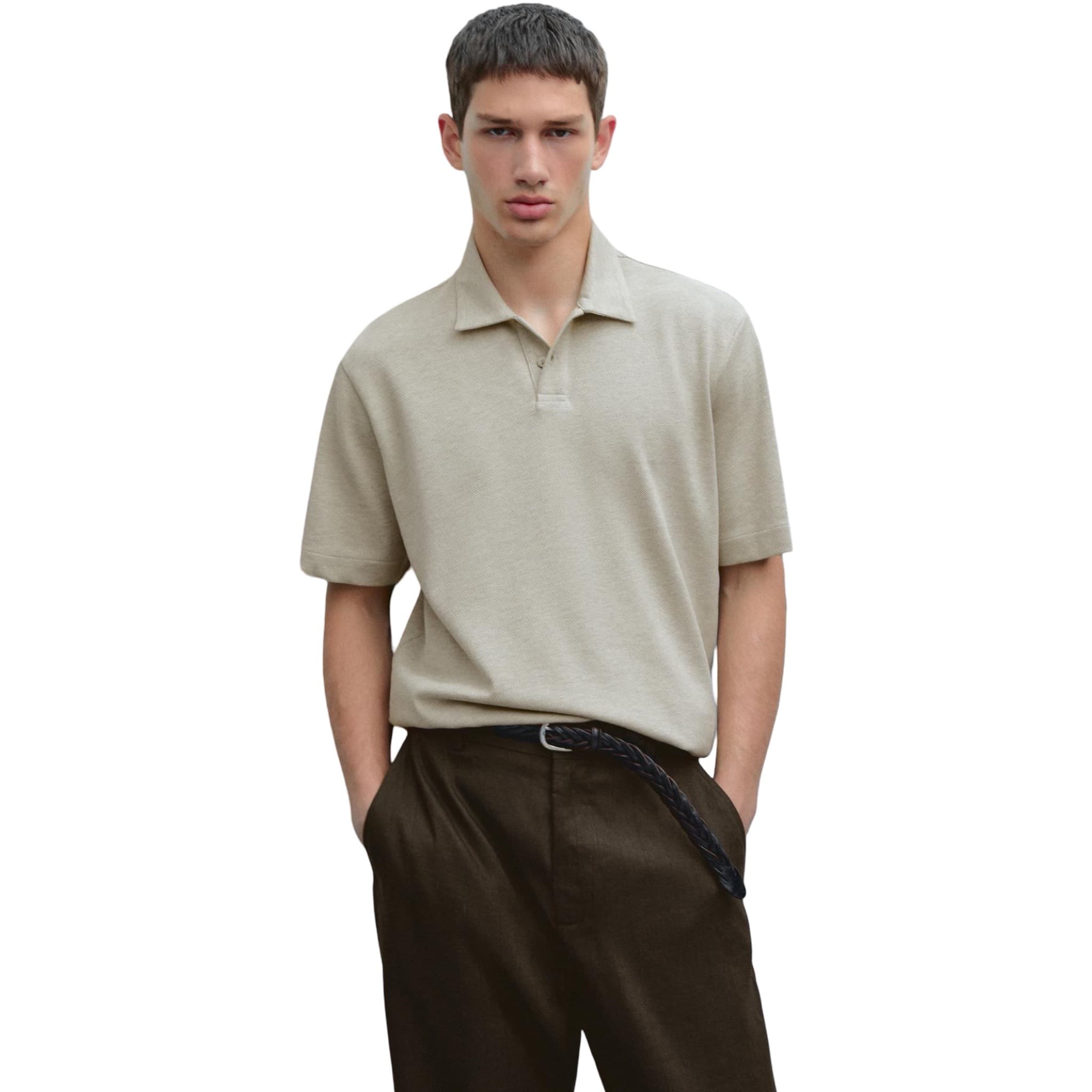 Textured Piqué Short Sleeve Polo Shirt