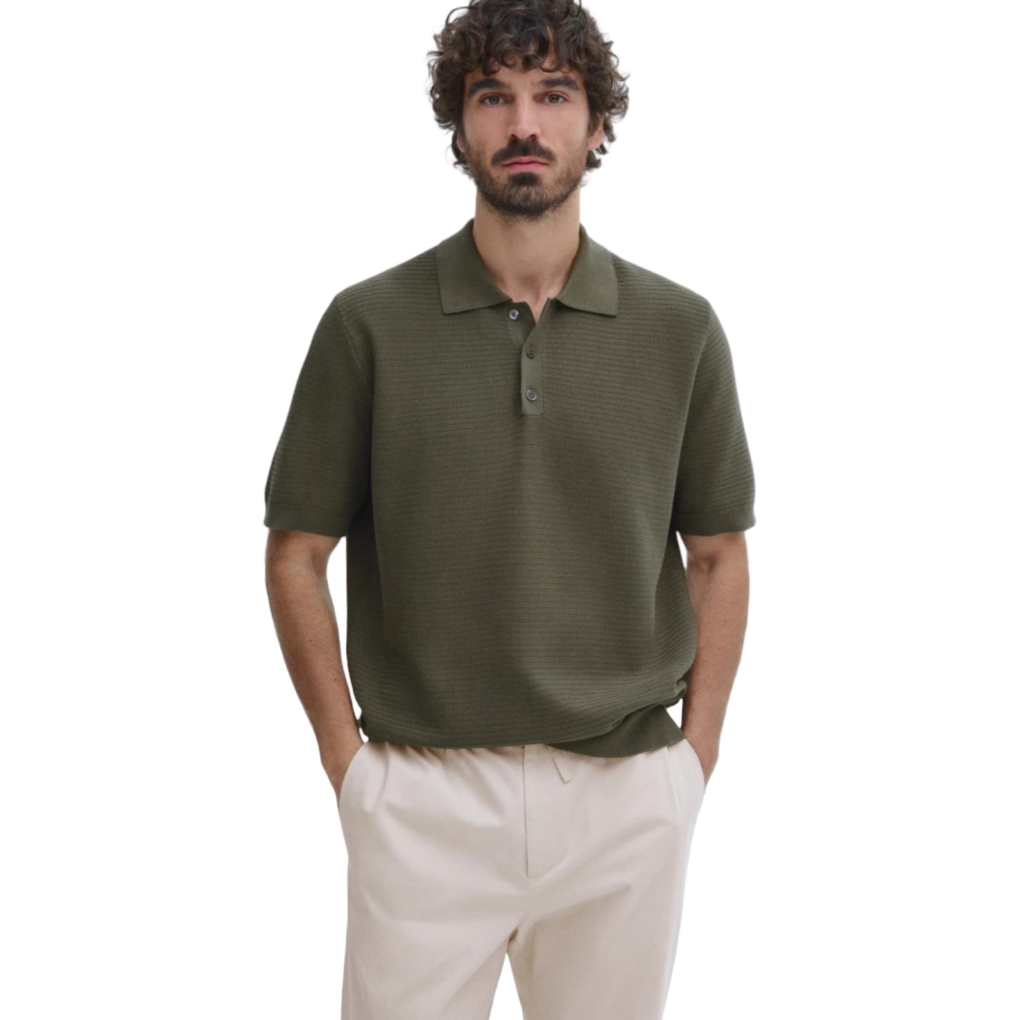 Textured Piqué Short Sleeve Polo Shirt