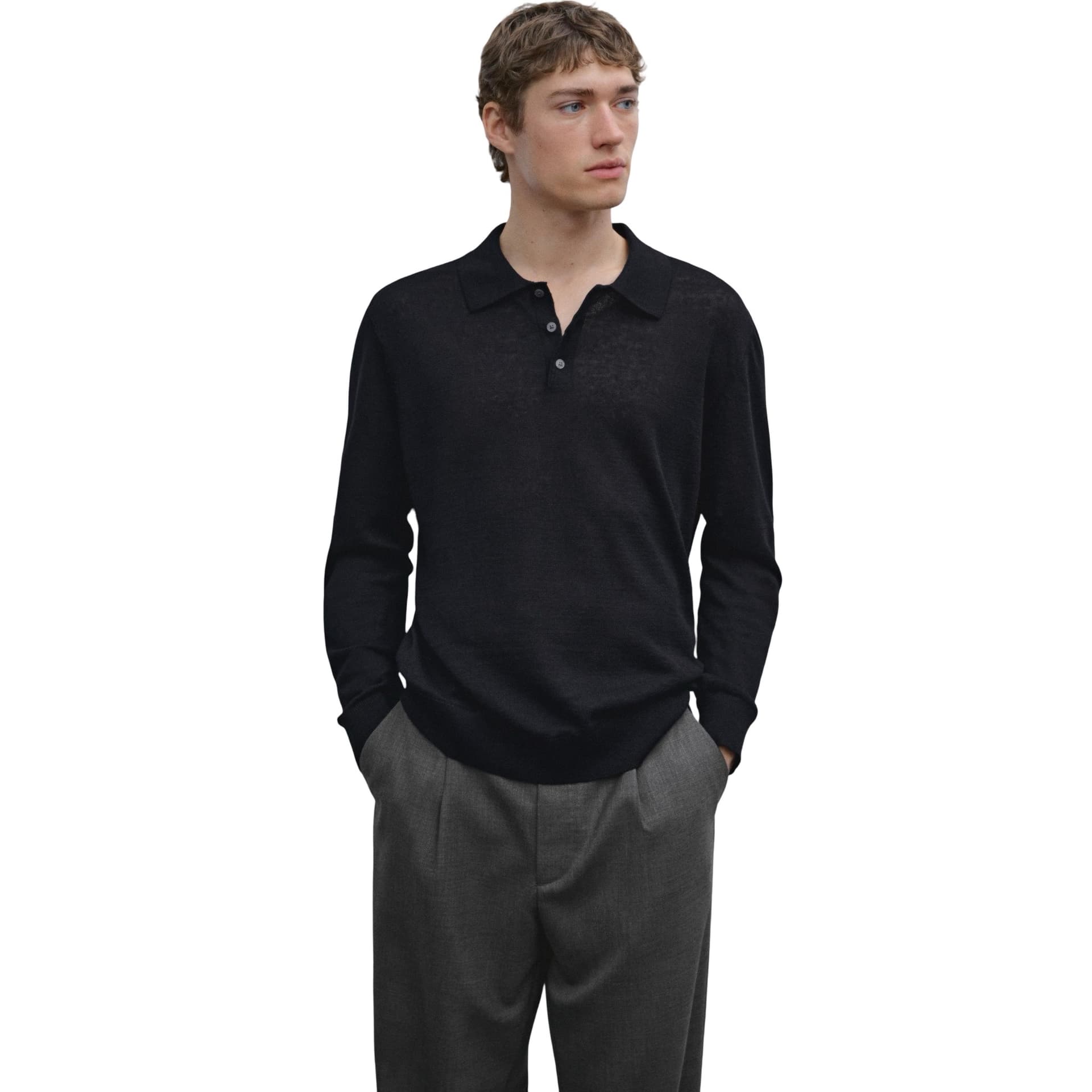 Linen Polo Colar Knit Polo Shirt