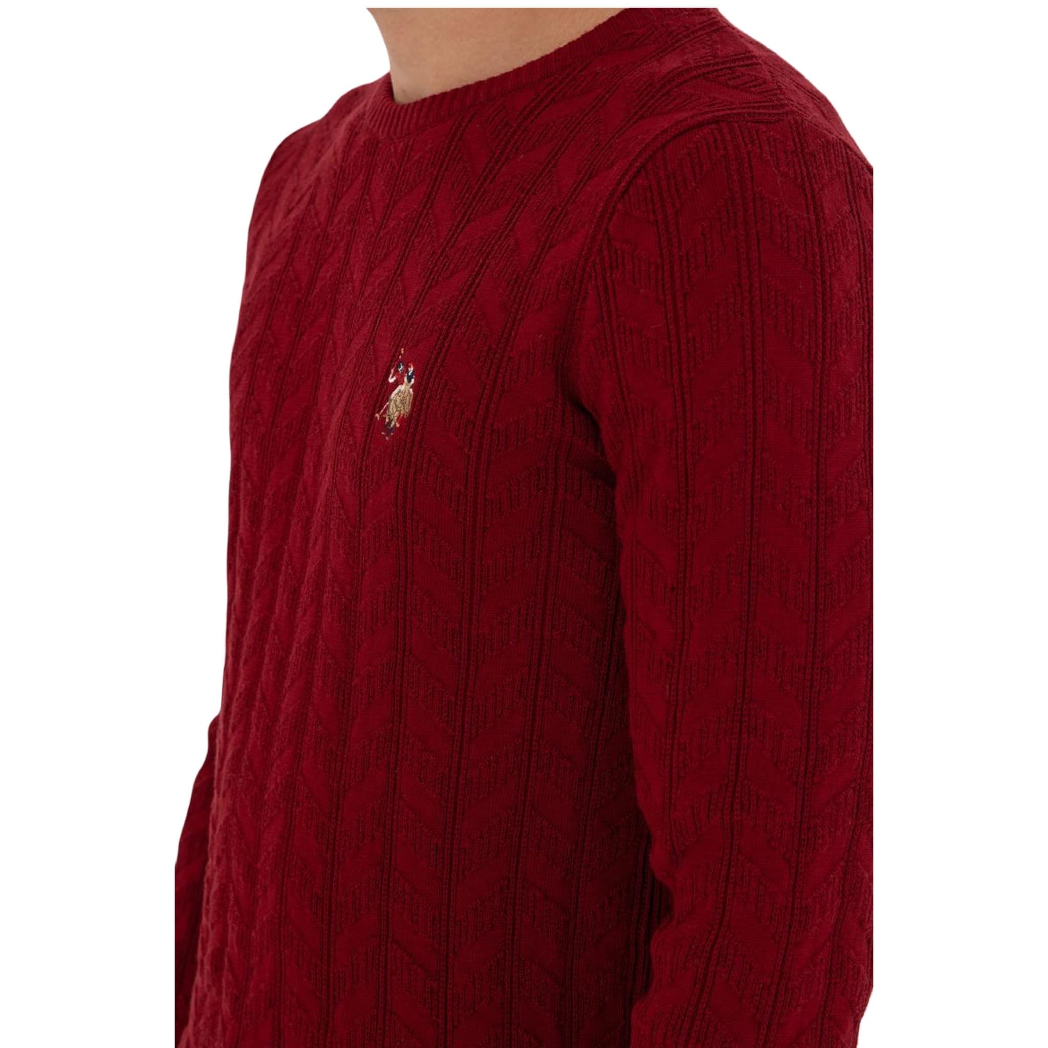 Men's Slim Fit Crew Neck Burgundy Basic Sweater