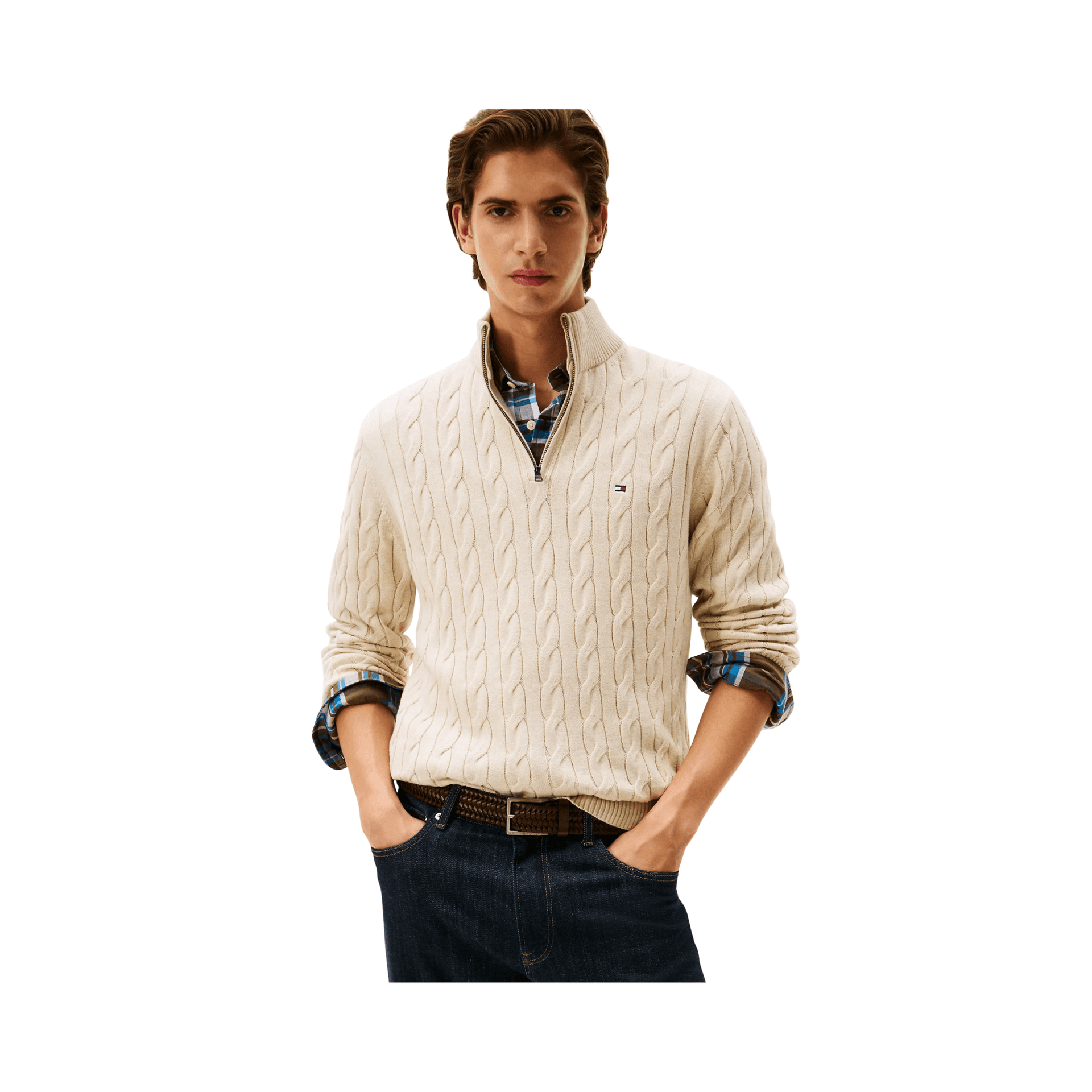 Cable Knit Quarter-Zip Sweater